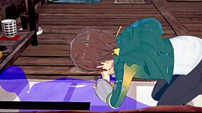 There is a free Japanese anime game porn with scenes of Kazama and how he sucks