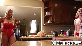 Olivia Austin giving her cute ass to a random pizza delivery girl Leya Falcoe unexpected anal scene