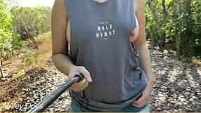 Crass wife shows off her big boobs in public with opened shirt saying daredevil