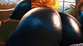Twin titties shaking while fucking a penis in an animated XXX 3D video