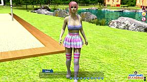 3D animated cartoon with big boobed Stacy giving blow job outdoors