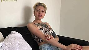 Beautiful Colombian stepsister in hot scene in space-themed room