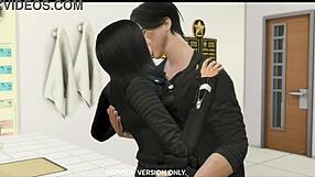 3D animated sex with Damon and Elena in classroom setting