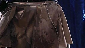 Arya Grander in latex clothing fetish video. Erotic, Rubber, Teasing, Sexy, Latex, Blonde, Skirt, Fetich.