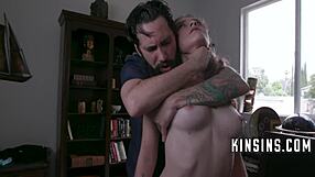 Stepmother and stepsons in hot family scene