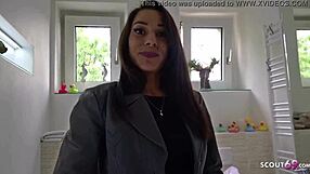 Teen skinny blonde gets fucked in public in a sudden casting audition