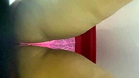 Amateur in lingerie, wearing a thong, upskirt shots