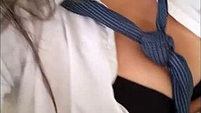 Early riser 18-year-old student dances sensually in principal's office