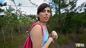 Young Becca Pierce goes hiking and has sex in public places