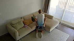 Hidden camera captures cheating husband and babysitter’s rough sex session