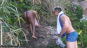 Interracial couple enjoys hot sex in the mountains