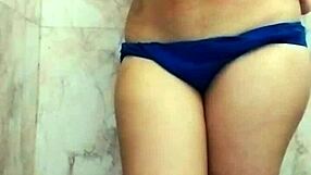 My new Indian girlfriend with great natural melons in the bathroom