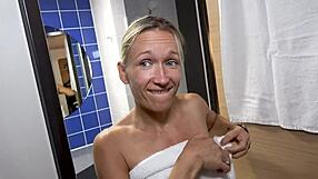 The blonde milf next door gets some deepthroat action