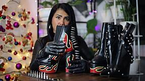 Fetish ASMR: Leather and glove play with a femdom mistress