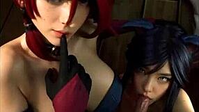 3D animated League of Legends cosplay with Ahri