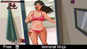 2D ninja kills with sex in a hack and slash video game