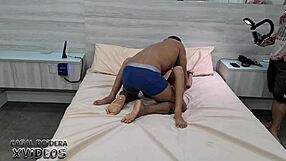 Skinny Latina gets a double penetration and cums hard