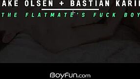 Gay roommate Bastian Karim has rough anal sex with Jake