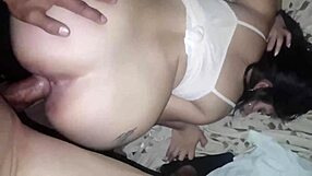 Younger sister seduces her older step sister and gives her a deep blow job with cum on face