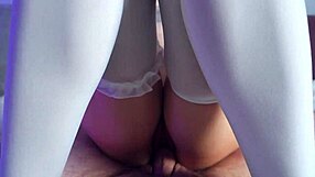 Kirishiki's small boobs and tight pussy in a bunny girl outfit on top in a cowgirl sex position