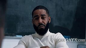 Bodybuilder gets a big black cock in his mouth at PTA meeting