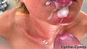 Girlfriend watches while guy gets a messy facial outdoors