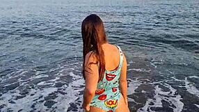Public beach encounter with horny housewife