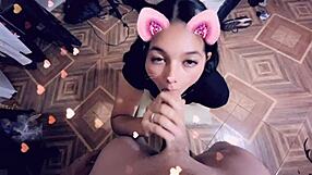 Cheerleader giving a hot blowjob on Snapchat