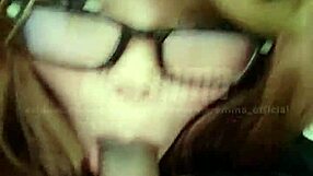 A young student's wife gives a blowjob to a friend
