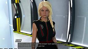 3D cartoon of a blonde virgin's naughty encounter in space