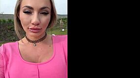 Beautiful mother showing off her big boobs in a solo set