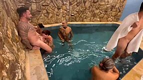 Housewife gets naughty with friends at the motel pool