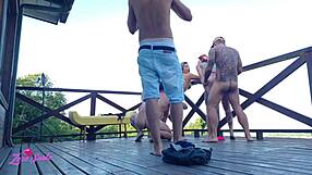 College students in steamy video on university dorm balcony