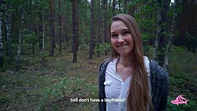 Asian nympho gets covered in cum in hot forest scene