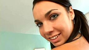 Teen gives blow job and gets face fucked by a big cock