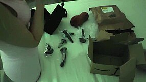 My boyfriend and I try out a new sex toy and he cums inside me