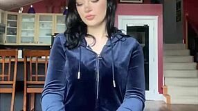 Trying on Juicy Couture velour tracksuit alone, a softcore video