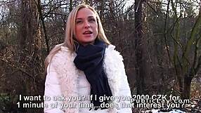 A blonde from the Czech Republic having sex outside in a POV style