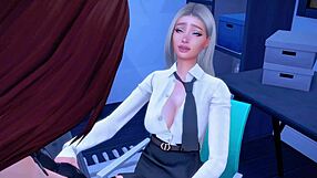 Futanari mistress dominates boss in intense anal scene