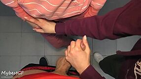 POV homemade video of a hot double cumshot action