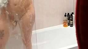 Emma was caught bathing herself with a shampoo bottle in the bath tub