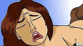 A MILF who can be both in the 2D and 3D space gets fucked in every hole by a big black cock