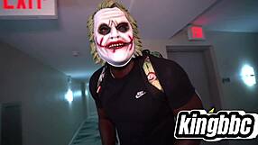 Big black dick Halloween trickery with buttplug and blowjob