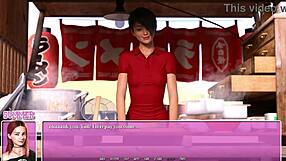 Small boobed anime girl enjoys eating ramen in Summer in the city 06