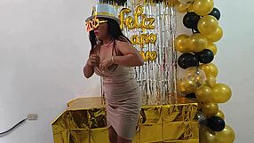 Hot executive's New Year's fantasy: big tits and tight pussy