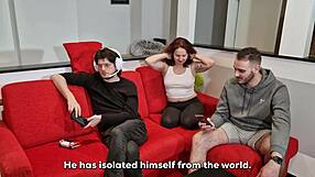 Squirt scene with step-sis and best friend while gaming