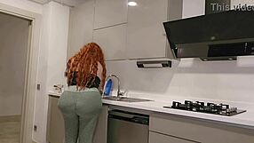 Beautiful woman in red dress gets her first big ass fuck