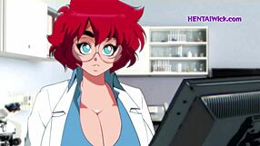 3D cartoon of a naughty redhead doctor's exam