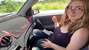 Beautiful teenage girl hitchhikes and gets picked up by a kind stranger who gives her a ride