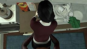 3D porn with a horny slut having sex with her boss and his big black cock
